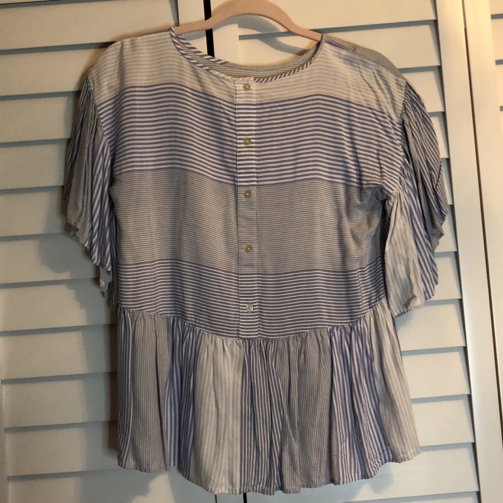 Loft blue stripe shirt with button back size small